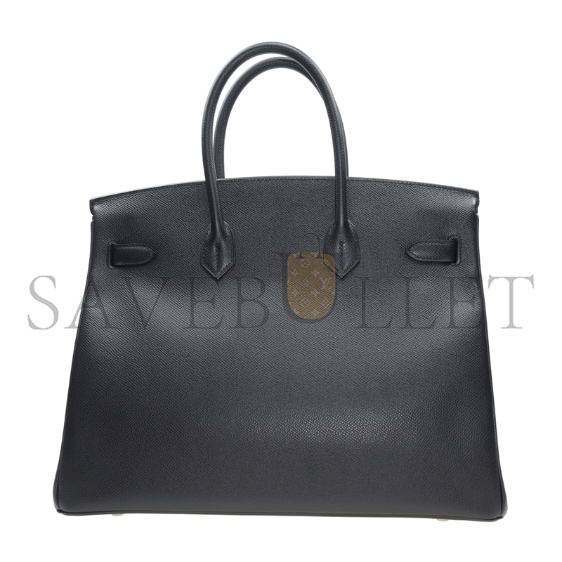 HERMES BIRKIN 35 EPSOM LEATHER BLACK BAG SILVER BUCKLE BAG BK303STGSS (35*28*18cm)